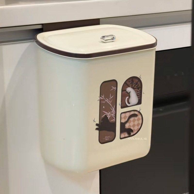 MOMO中古风厨房壁挂垃圾桶台面收纳桶高颜值创意新款垃圾