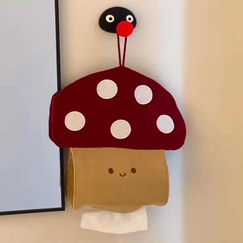 MOMO HOME可爱蘑菇纸巾袋卫生间悬挂式抽纸盒客厅家用高颜值厕所