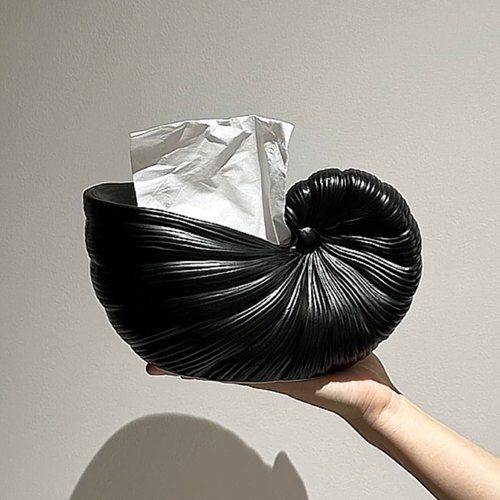 MOMO HOME侘寂风贝壳海螺纸巾盒家用客厅桌面设计感抽纸盒创意陶