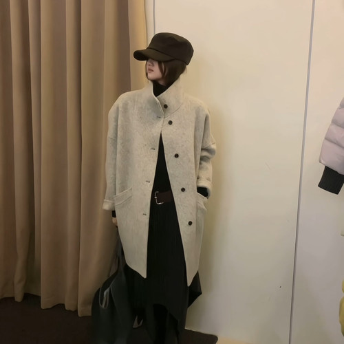 TaKe-冬上新简约气质立领排扣设计感羊毛外套（含100羊毛）258036