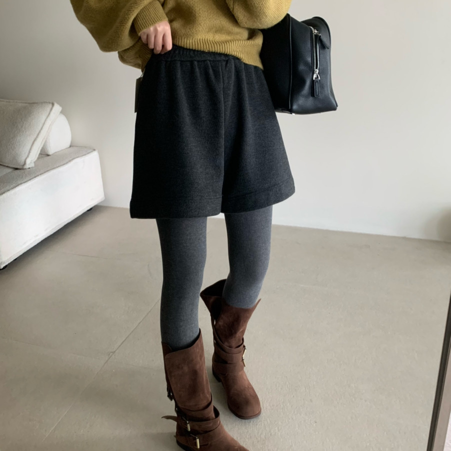 BLESSED MOMENT秋上新韩系叠搭感神器呢子休闲短裤FK1110