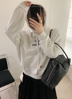 BLESSED MOMENT秋上新韩系简约通勤百搭字母印花连帽卫衣FWY1228