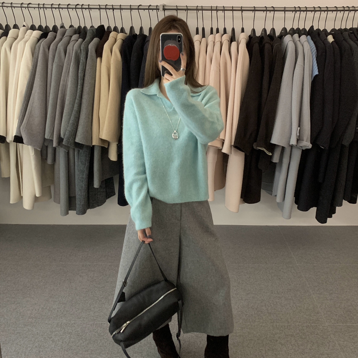 noodle面条家-韩系简约气质v领休闲保暖毛衣（含47羊毛）N10217