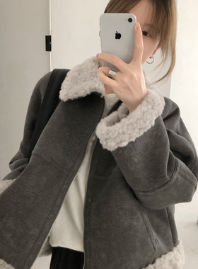 7米-冬上新韩系羊羔毛皮毛加厚毛毛短外套(尺码仅供参考)A8622