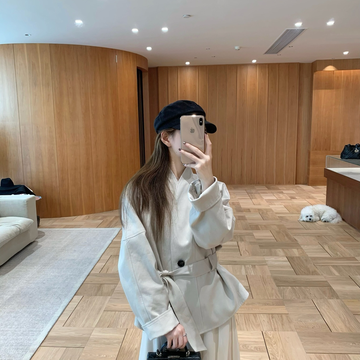 EASE尔廓形青果领腰带细带大衣配腰绳ease的秋款好美e258062