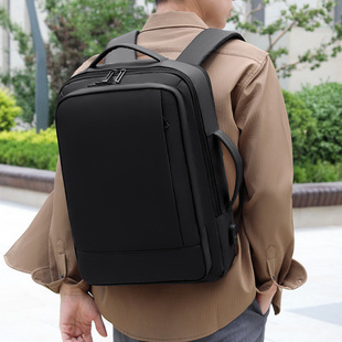 商务双肩包男电脑背包旅行手提包USB充电多功能印可拓展背包
