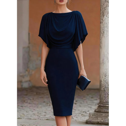 Flattering figure-hugging bodycon dress荡领修身包臀连衣裙