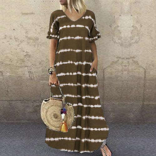 荷叶袖女士连衣长裙Lotus leaf sleeve women'sjumpsuitlongskirt