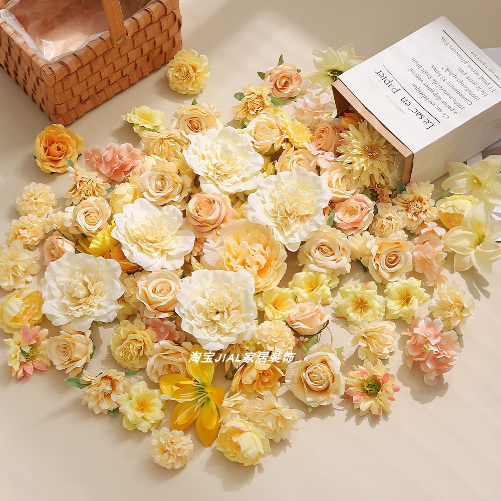 黄色系仿真小花朵混搭diy手工花