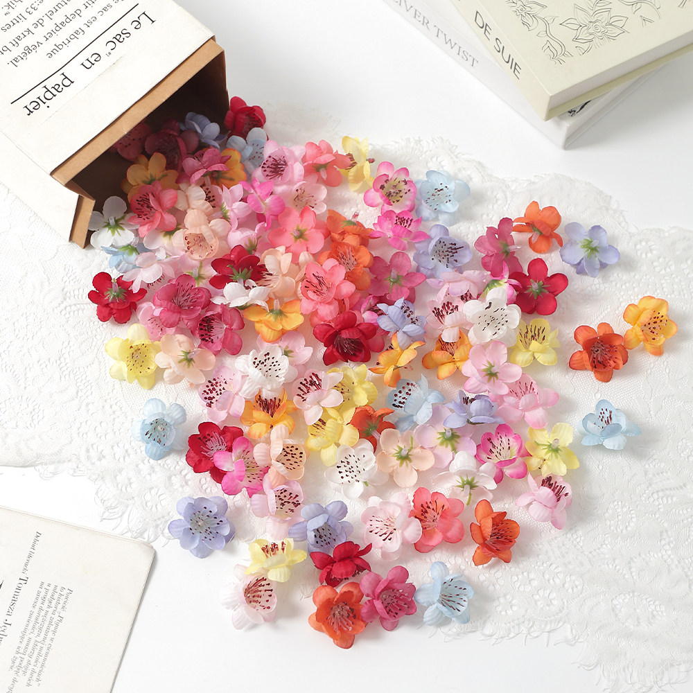 仿真桃花花头假花绢花簪花装饰花