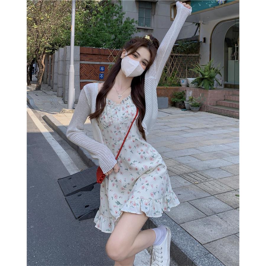 碎花吊带洋装女夏套装裙2