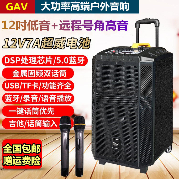 GAV广场舞音响10寸12寸户外跳舞蓝牙音箱k歌家用演出大功率带话筒