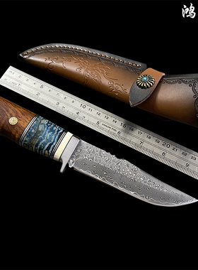 新款手工锻打大马士革VG10高硬度户外生存刀精致实木手柄果蔬刀