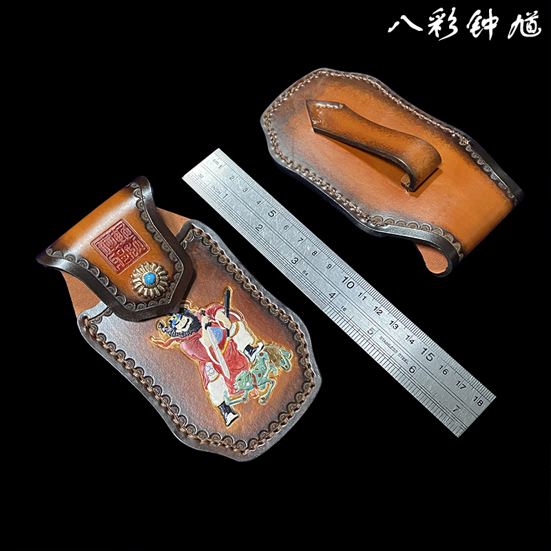 新款手工制作牛皮折刀刀鞘收纳