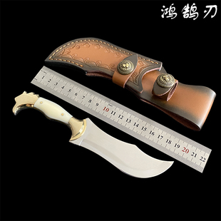 英吉沙手工锻打不锈钢刀刃黄铜檀木手柄高硬度锋利手把肉精致小刀