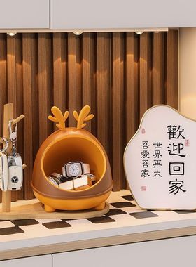 创意鹿角钥匙收纳摆件进门玄关客厅鞋柜入户门口收纳盒桌面装饰品