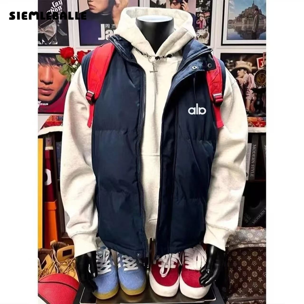 美式潮牌马甲秋冬季宽松无袖羽绒棉服坎肩外套情侣棉衣男保暖