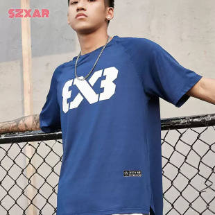 3V3篮球短袖速干男t恤美式训练服服运动球衣投篮联名潮牌体恤上衣