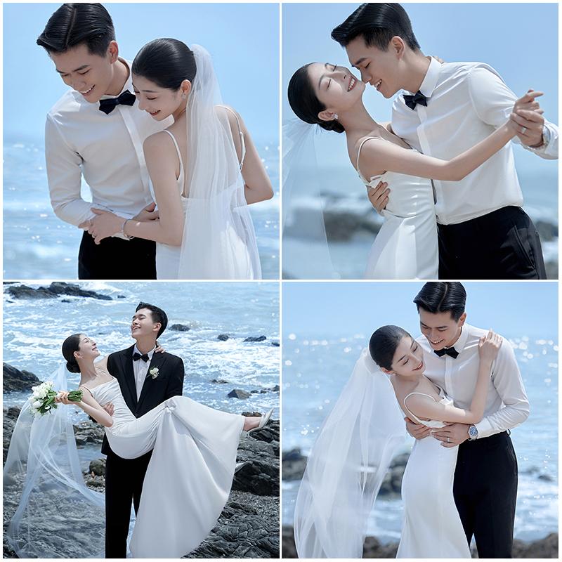 影楼摄影情侣婚纱照新样片 海景白纱旅拍主题客片样照708