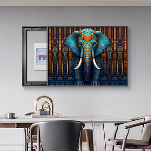 吉象电表箱装饰画轻奢高级大象配电箱遮挡挂画免打孔开关电闸壁画