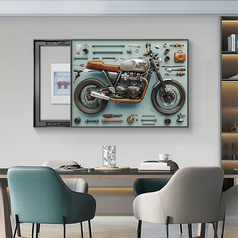 机车电表箱装饰画免打孔现代简约遮挡配电箱壁画电闸开关盒挂画