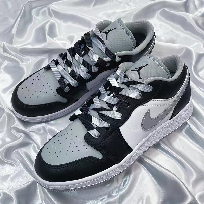 适配nikeaj1af1低帮low影子灰倒钩小扣粹烟灰三色拼接鞋带原装品