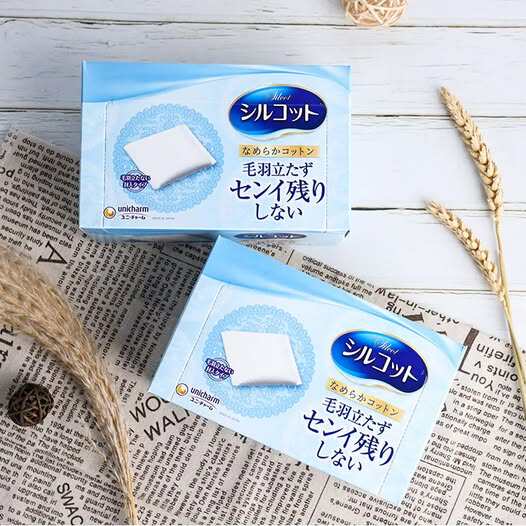 日本尤妮佳化妆棉蓝色82枚天然絲滑型化妆棉卸妆棉(不含荧光剂)