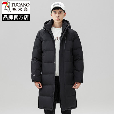 啄木鸟中长款羽绒服男款2025新款秋冬季连帽加厚防风蓄热保暖外套