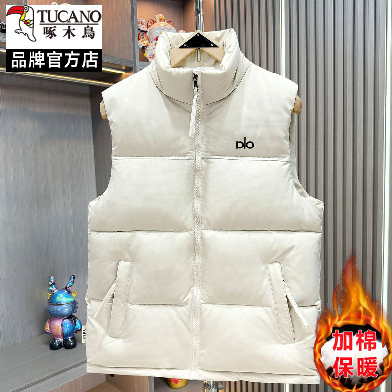 啄木鸟冬季潮牌流行立领马甲男棉衣外穿保暖无袖背心休闲坎肩外套