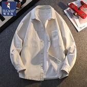 纹理感春秋季 外套工装 新款 啄木鸟2026新款 宽松衬衫 式 夹克男装 衣服