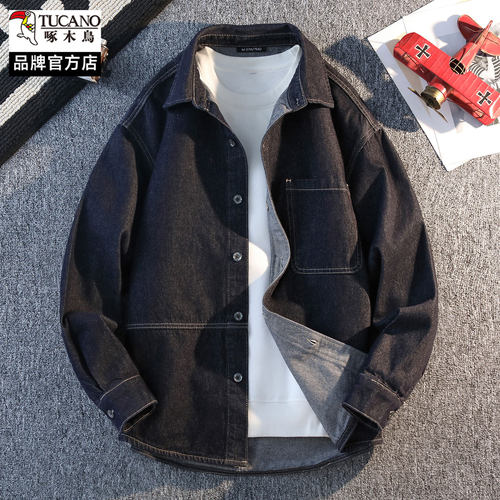 啄木鸟男复古宽松牛仔夹克春秋