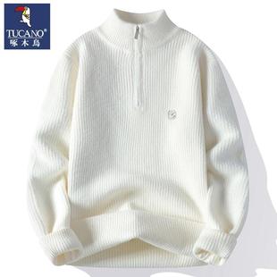 挺阔半高领毛衣针织衫 休闲百搭套头宽松保暖潮男士 韩版 啄木鸟冬季