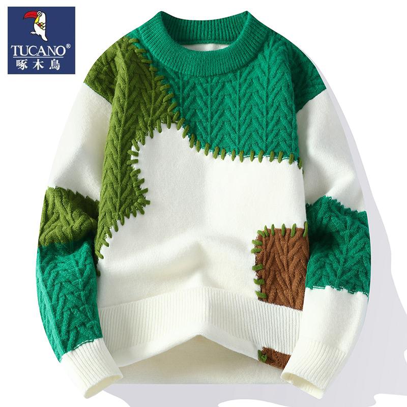 美式个性设计感潮牌针织衫圆领