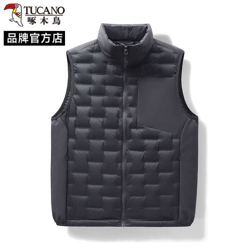 啄木鸟轻薄羽绒服短款2025冬季新款时尚立领轻便保暖鸭绒马甲外套