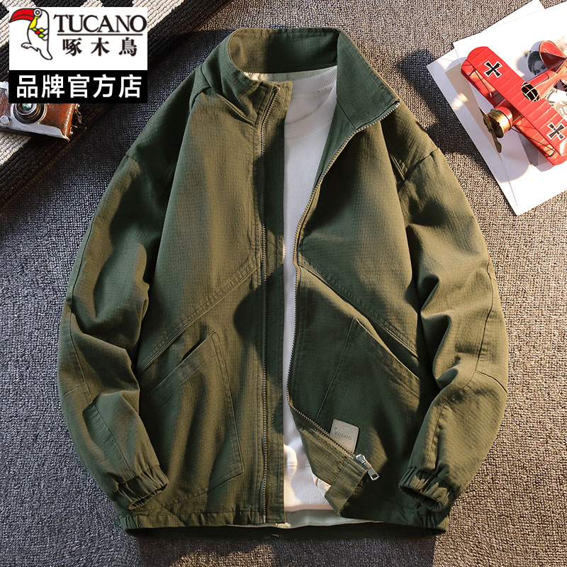 啄木鸟美式复古工装夹克男款2025春秋季宽松潮牌百搭小众外套上衣