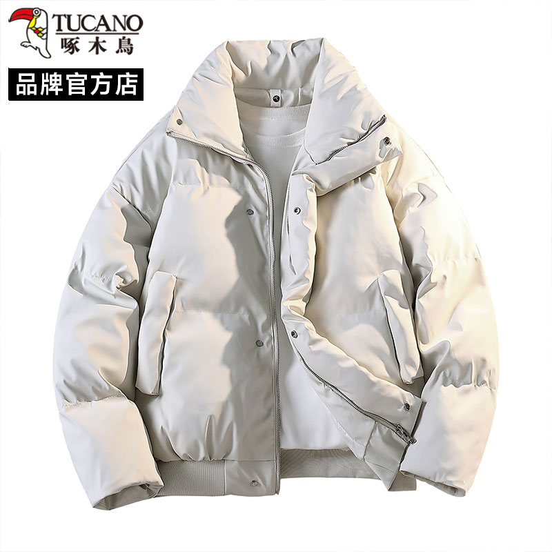啄木鸟立领棉衣男冬季2025新款美式高街棉服外套加厚保暖面包服潮