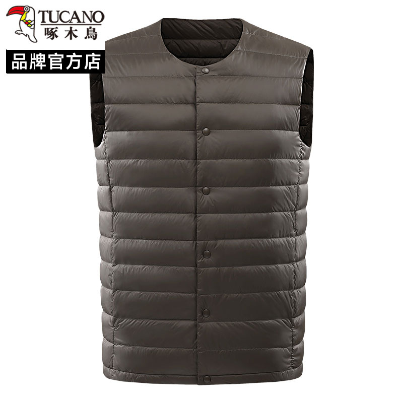 啄木鸟羽绒马甲男冬季新款轻薄无袖90绒保暖休闲背心内穿内搭坎肩