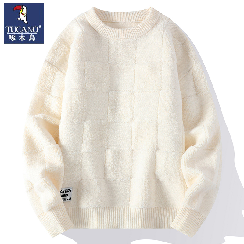 啄木鸟加厚圆领秋冬季毛衣男