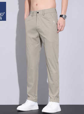 啄木鸟冰丝男裤夏季薄款男士运动裤宽松直筒商务弹力休闲速干裤子