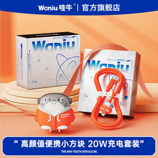 哇牛小方块20W快充充电头器PD数据线套装 12promax车载1.5米XR冲电plus音浪鲨 适用苹果手机iPhone16