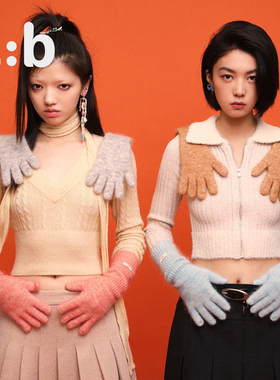 a:b礼物特快马海毛羊毛多色触屏温暖手套滑雪送礼