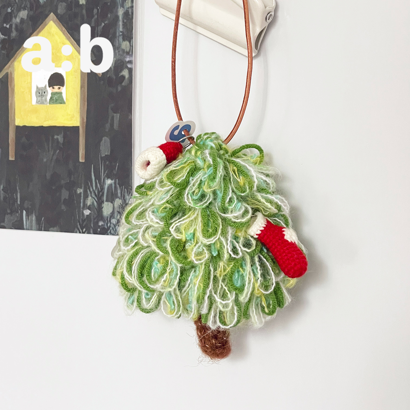 a:b原创纯手工编织钩针可爱圣诞树包包挂件包饰可爱挂件