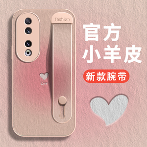 腕带适用华为荣耀100手机壳honor90新款80液态小羊皮70保护套100pro女80gt外壳80se全包防摔60秋冬爱心pro十