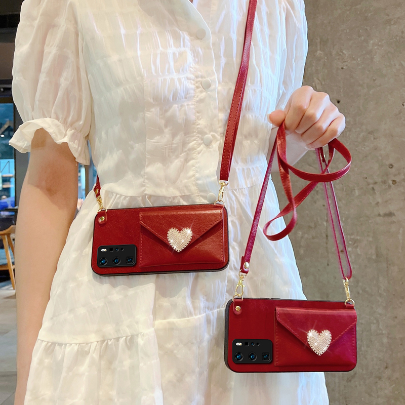 高端华为p40pro斜挎背包真皮软壳