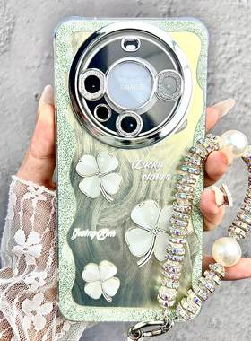 适用华为mate70pro手机壳mate60保护套mata50高级感mete40新款魅特30女mt70pro十全包镜头防摔50e绿色四叶草