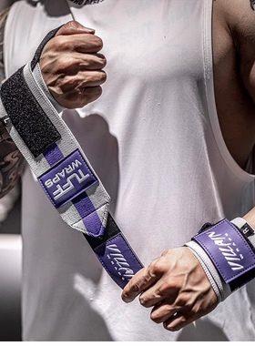 TUFF专业卧推护腕男器械蓝色健身加压绑带缠绕健美力量举护手腕