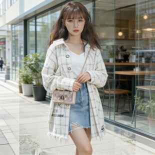沈梦辰网红格子衬衫女休闲百搭春秋新韩版宽松小香风二八月外套女