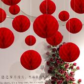 婚房布置结婚装 饰女方客厅卧室男方新房背景墙蜂窝球灯笼婚礼挂饰