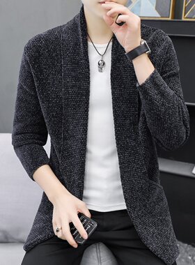 男士针织开衫春秋季2025新款宽松休闲毛衣外套潮流百搭披风线衣服