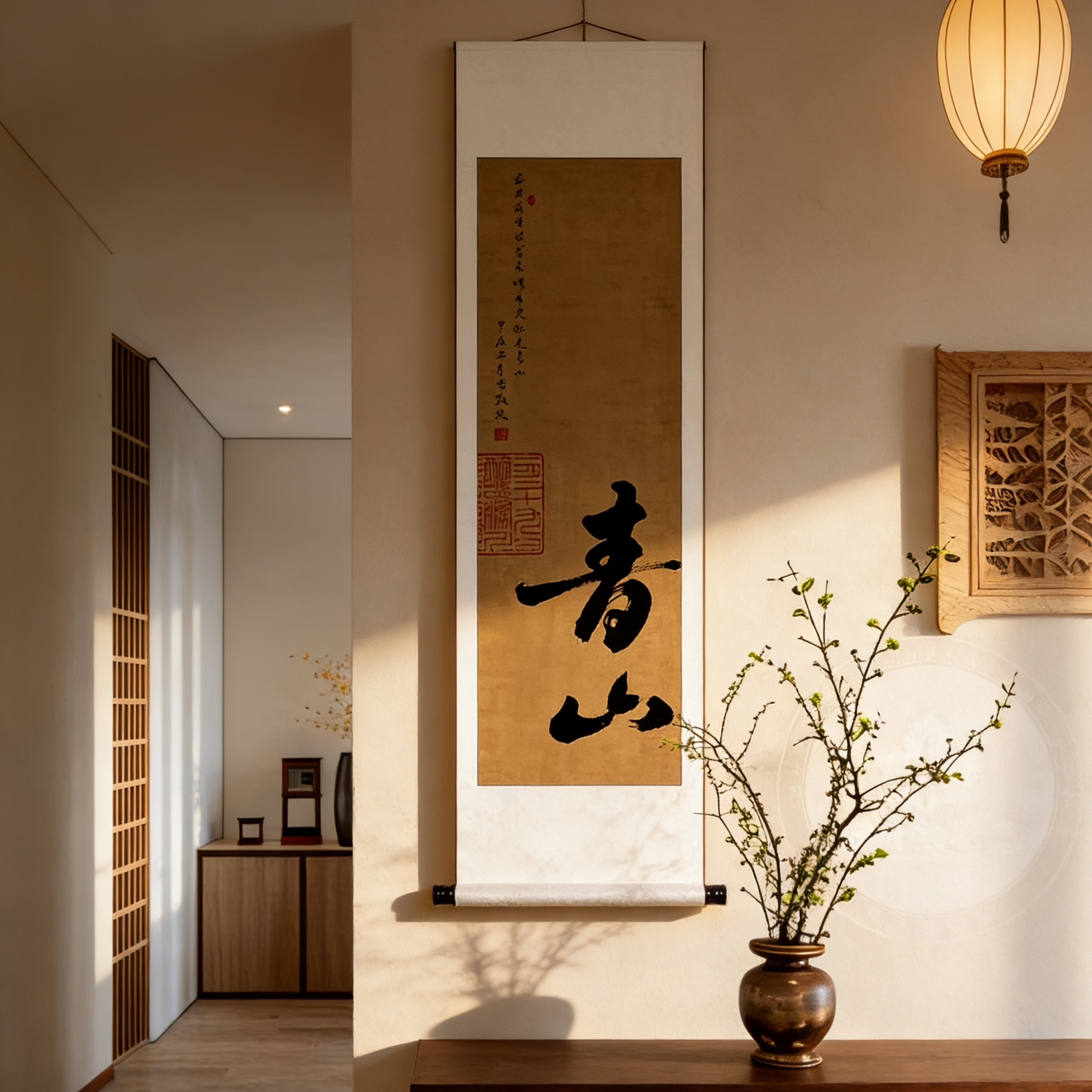 九紫堂复古半生熟空白卷轴国画书法作品高级感宣纸挂轴客厅挂画